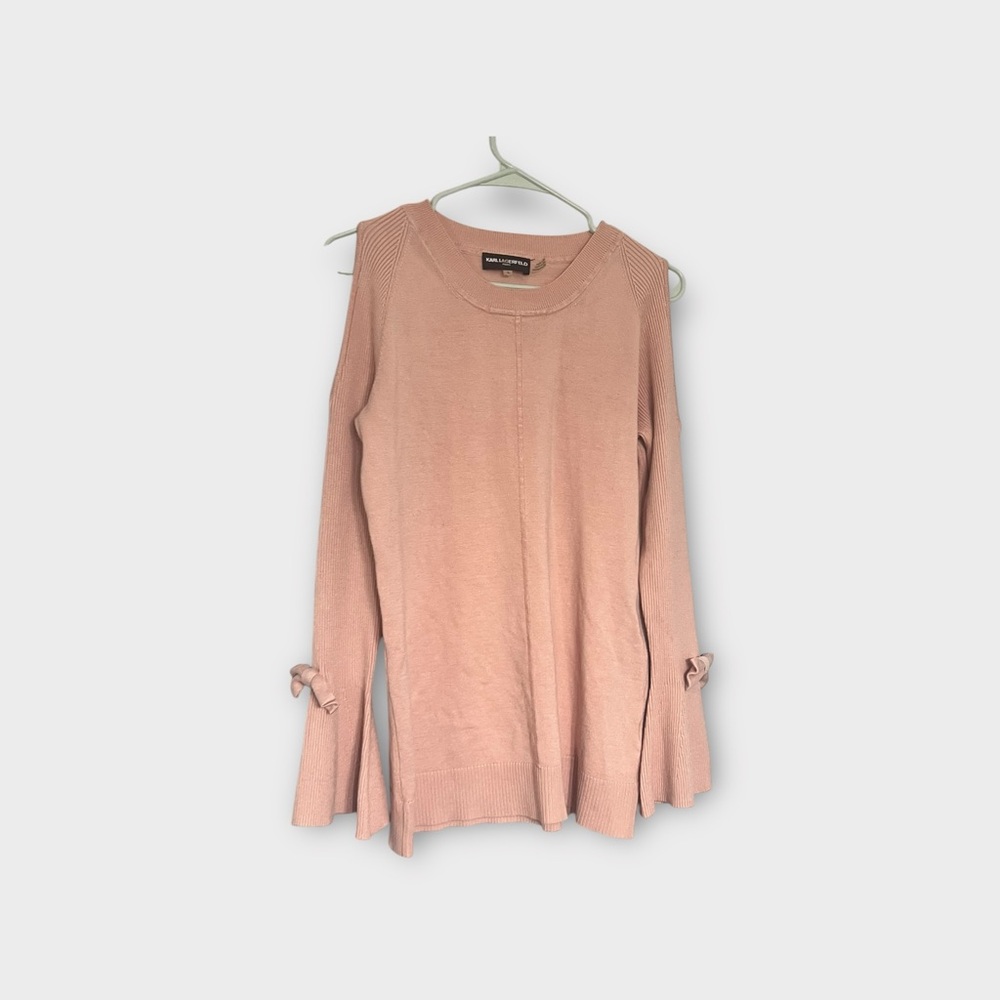 Karl Lagerfeld Women's Blush Pink Cold Shoulder Sweater